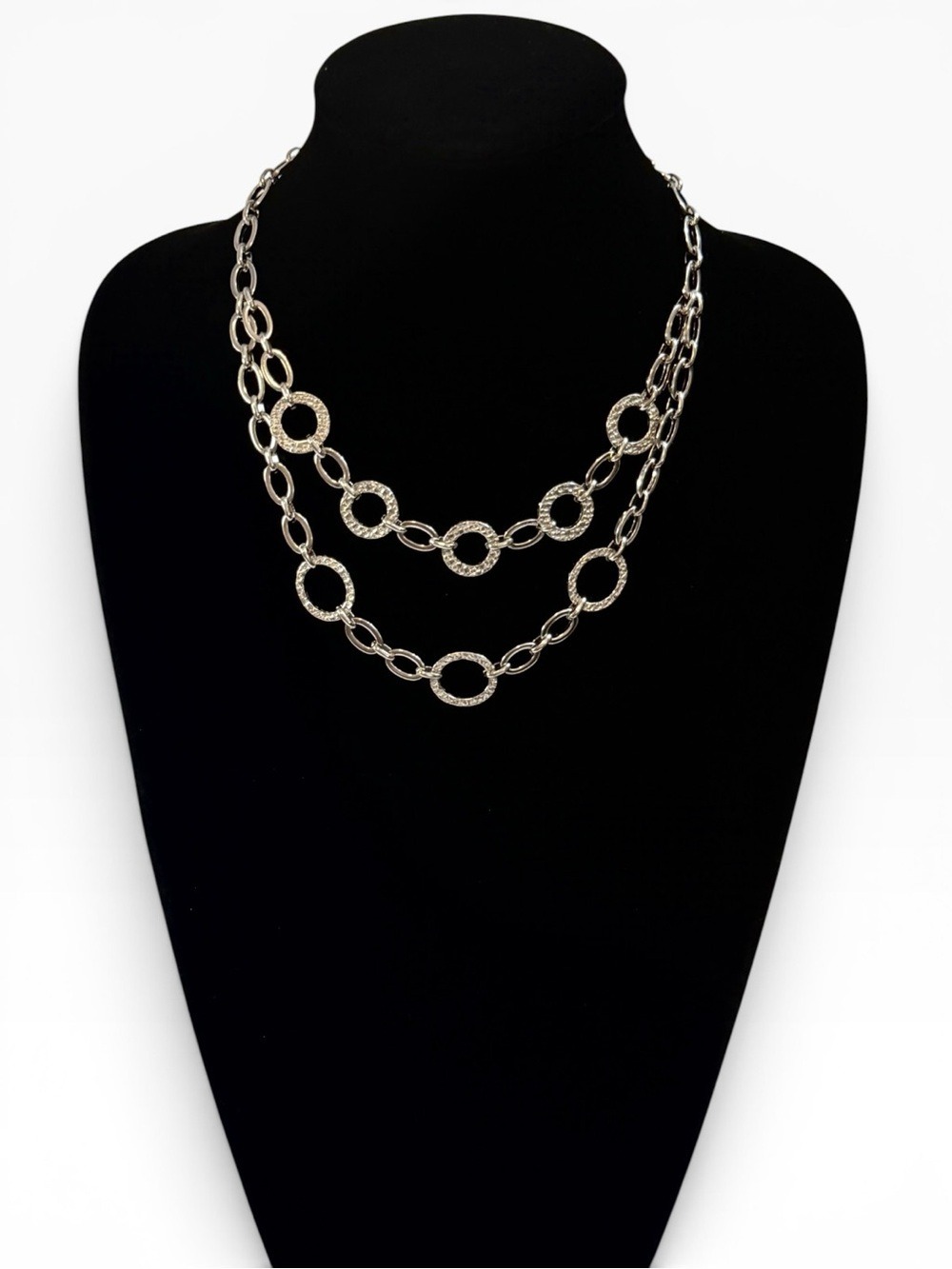 WHBM Silver Layered Bib Necklace | Evening & Cocktail Glam | NWT